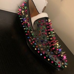 10.5 Black loafer with colorful spikes